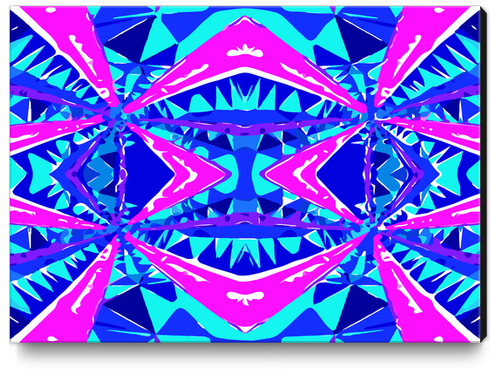 psychedelic geometric abstract pattern background in blue pink purple Canvas Print by Timmy333
