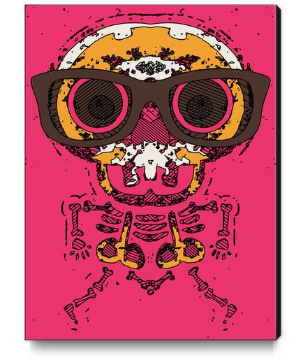 funny skull and bone graffiti drawing in orange brown and pink Canvas Print by Timmy333