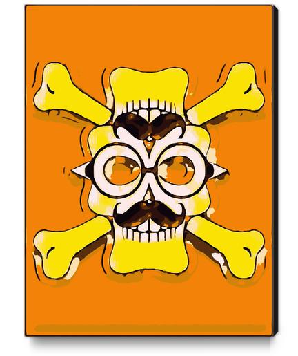 yellow old vintage skull and bone graffiti drawing with orange background Canvas Print by Timmy333
