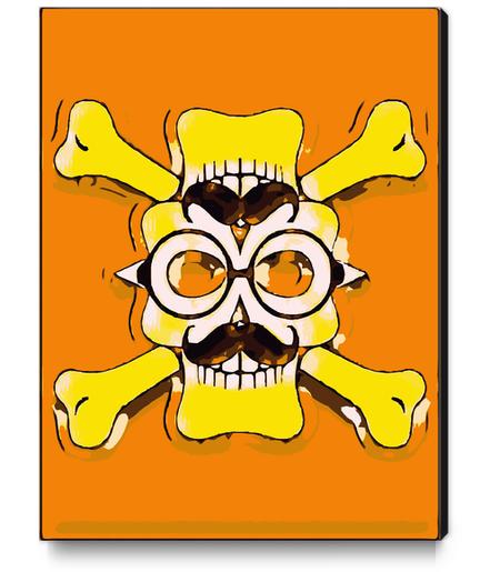 yellow old vintage skull and bone graffiti drawing with orange background Canvas Print by Timmy333