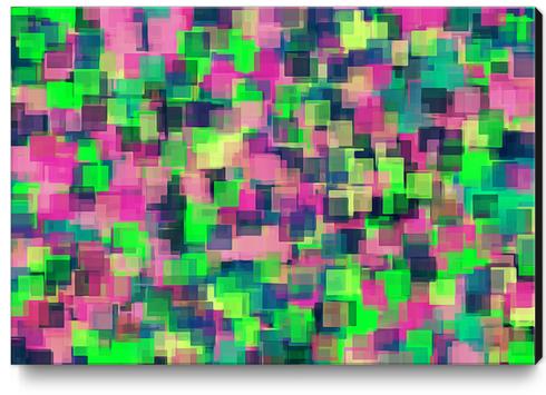 green pink and blue square pattern abstract background Canvas Print by Timmy333