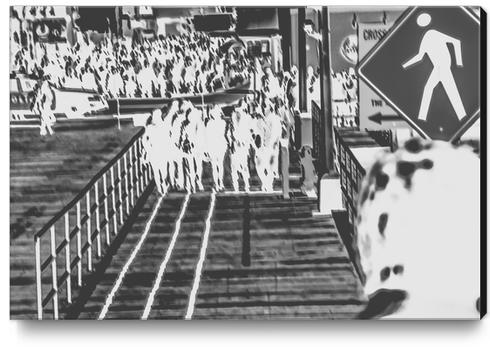 crowded on the wooden walkway in black and white Canvas Print by Timmy333