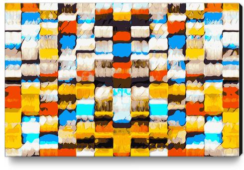 square pattern graffiti abstract in yellow brown red blue orange Canvas Print by Timmy333