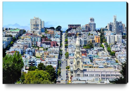 road and buildings with blue sky at San Francisco, USA Canvas Print by Timmy333