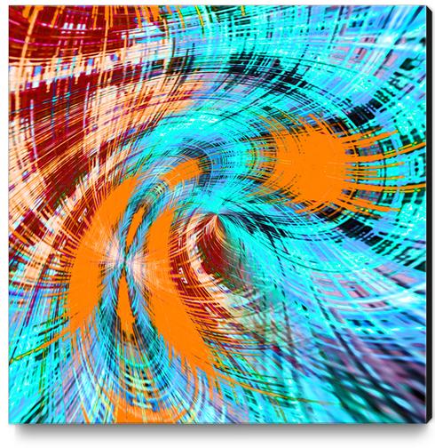 brown orange and blue curly line pattern abstract Canvas Print by Timmy333