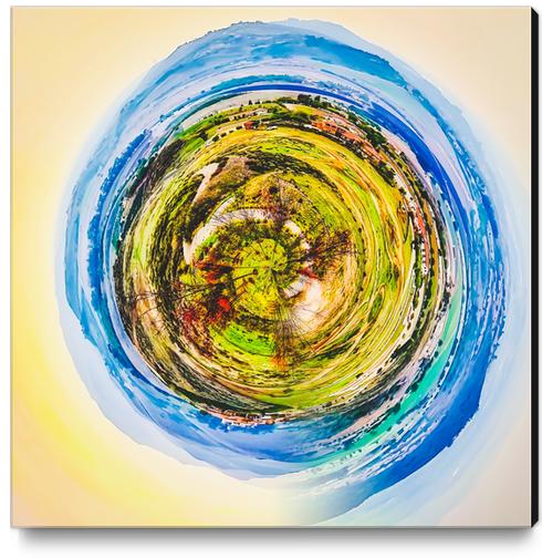 green nature with blue sky in small planet Canvas Print by Timmy333