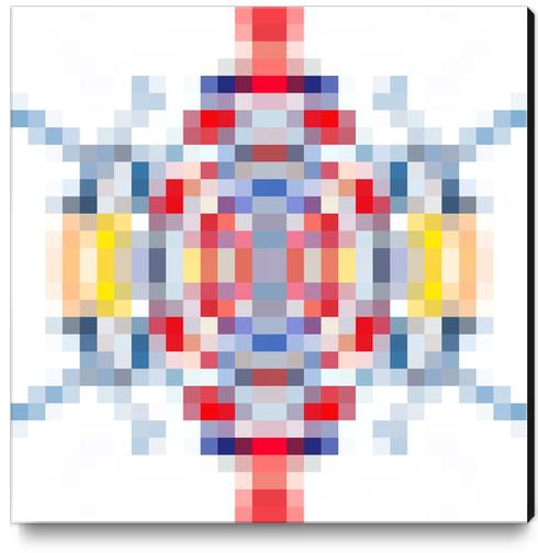 geometric square pattern pixel abstract in blue red yellow Canvas Print by Timmy333