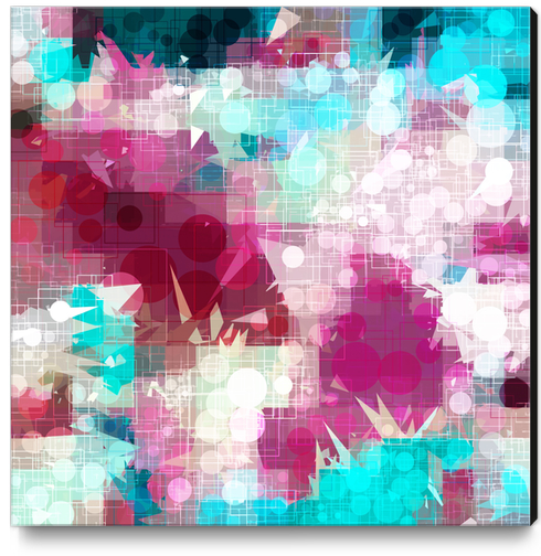 geometric circle and triangle pattern abstract in pink blue Canvas Print by Timmy333