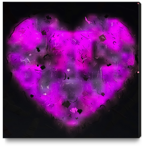 pink blurry heart shape with black background Canvas Print by Timmy333