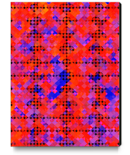 geometric circle and square pattern abstract in red orange blue Canvas Print by Timmy333