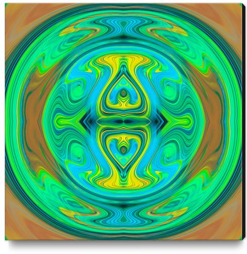 green yellow and brown spiral pattern drawing and painting background Canvas Print by Timmy333