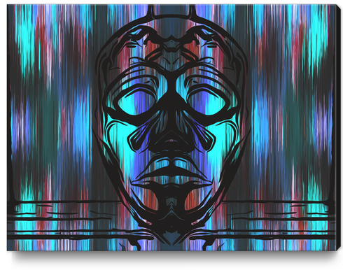 face mask with blue pink and purple background Canvas Print by Timmy333
