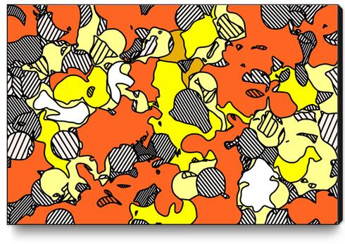 psychedelic drawing and painting abstract in orange and yellow Canvas Print by Timmy333