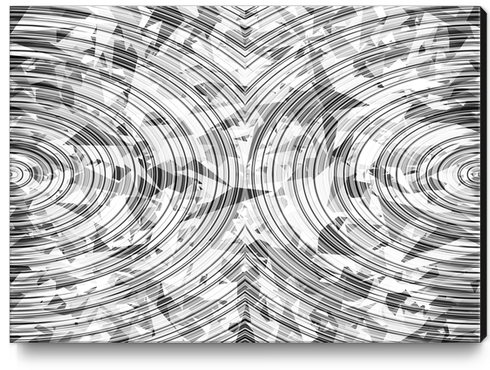 psychedelic geometric circle pattern abstract background in black and white Canvas Print by Timmy333