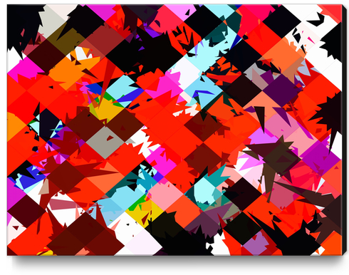 geometric square pixel pattern abstract in red blue pink Canvas Print by Timmy333
