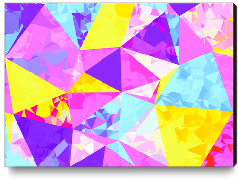 geometric triangle polygon pattern abstract in pink purple blue yellow Canvas Print by Timmy333
