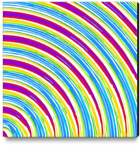 blue pink purple yellow green circle line pattern  Canvas Print by Timmy333
