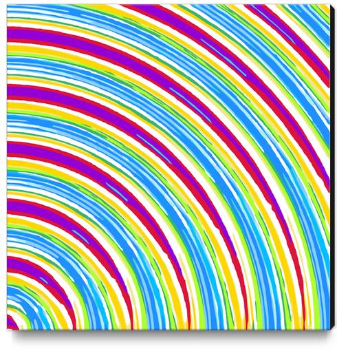 blue pink purple yellow green circle line pattern  Canvas Print by Timmy333