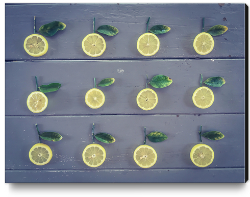 pieces of lemon on the wooden table Canvas Print by Timmy333