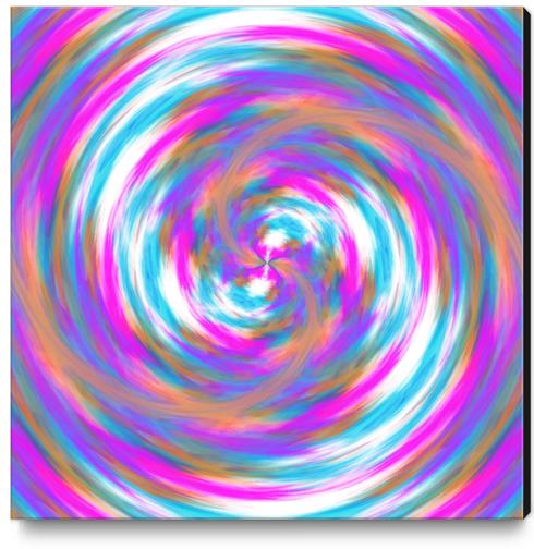 psychedelic circle pattern painting abstract in pink orange blue Canvas Print by Timmy333