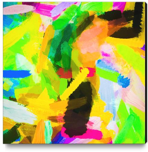 psychedelic splash painting texture abstract in green yellow pink blue Canvas Print by Timmy333