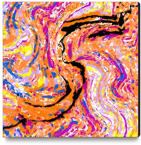 splash painting abstract in pink orange yellow blue and black Canvas Print by Timmy333