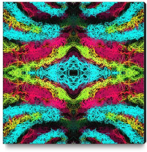 psychedelic graffiti geometric drawing abstract in blue pink yellow Canvas Print by Timmy333