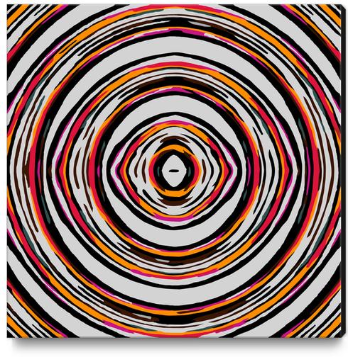 psychedelic geometric graffiti circle pattern abstract in red orange pink black Canvas Print by Timmy333