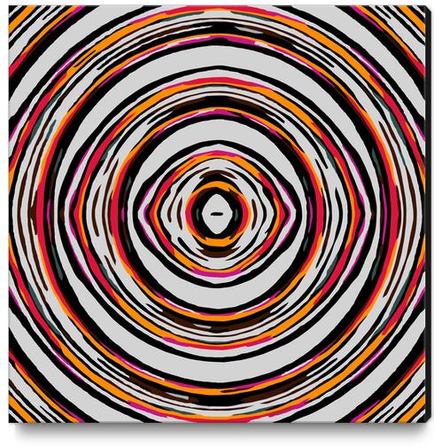 psychedelic geometric graffiti circle pattern abstract in red orange pink black Canvas Print by Timmy333