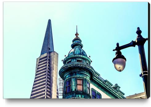 pyramid building and vintage style building at San Francisco, USA Canvas Print by Timmy333