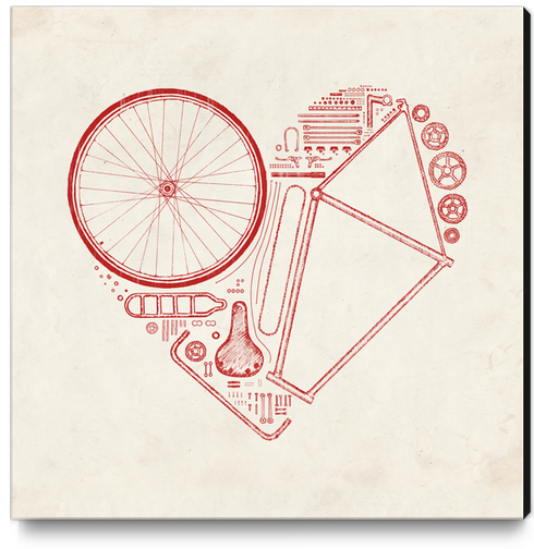 Love Bike (Red) Canvas Print by Florent Bodart - Speakerine