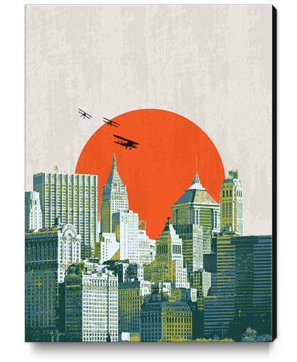 Red sun on NY Canvas Print by tzigone