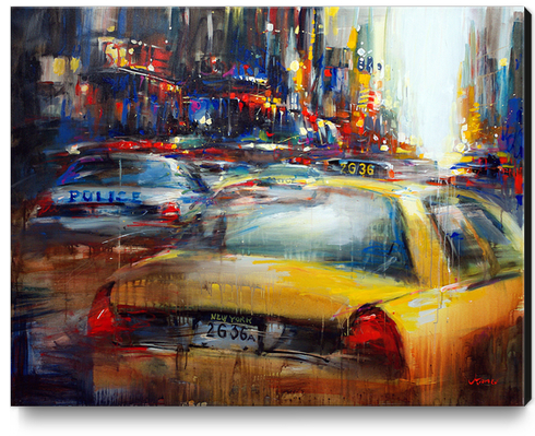 NY cops and taxi Canvas Print by Vantame
