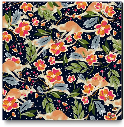 Pattern flowers and kangaroo Canvas Print by mmartabc