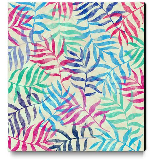 Watercolor Tropical Palm Leaves Canvas Print by Amir Faysal