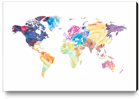 Abstract Colorful World Map Canvas Print by Art Design Works