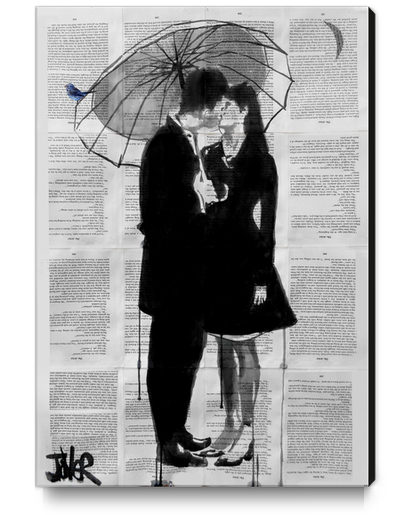 A LITTLE BIRD, A LITTLE MOON, A LITTLE LOVE Canvas Print by loui jover