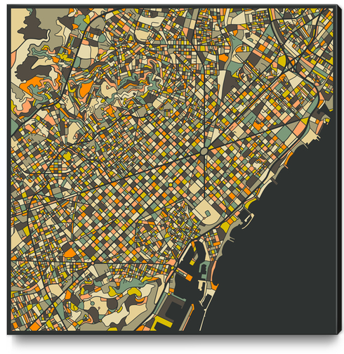 BARCELONA MAP 2 Canvas Print by Jazzberry Blue
