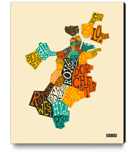 BOSTON NEIGHBORHOODS Canvas Print by Jazzberry Blue