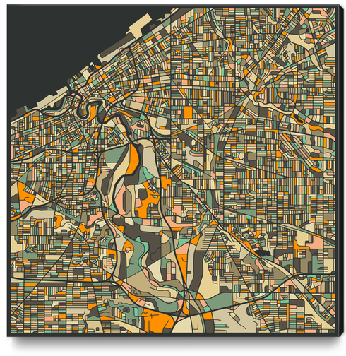 CLEVELAND MAP 2 Canvas Print by Jazzberry Blue
