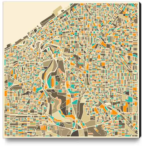 CLEVELAND MAP 1 Canvas Print by Jazzberry Blue