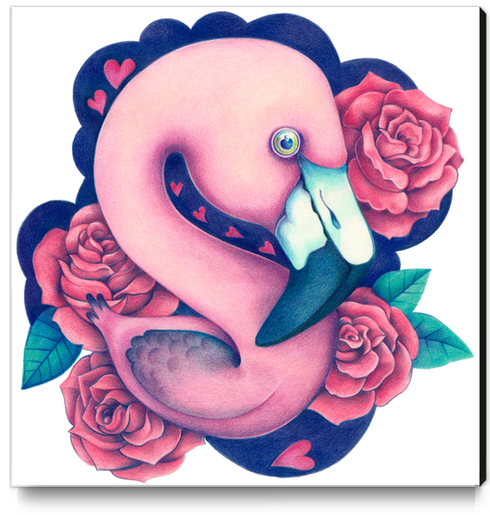 Heart Queen Flamingo Canvas Print by Anna Cannuzz Canavesi