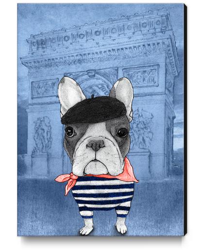 French Bulldog With Arc De Triomphe Canvas Print by Barruf