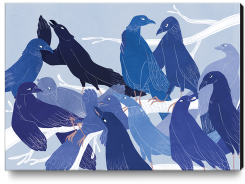 les oiseaux bleus Canvas Print by Florehenocque