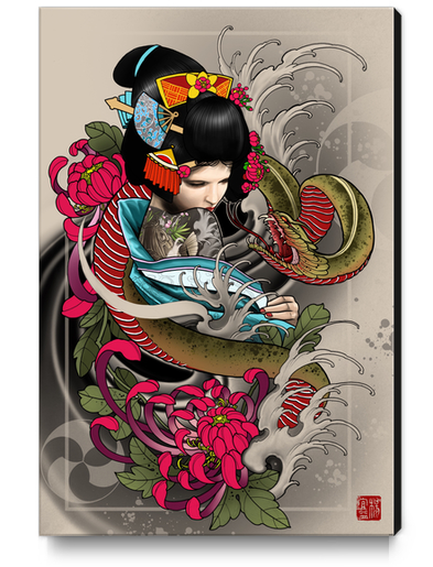 Geisha Canvas Print by Elvintattoo