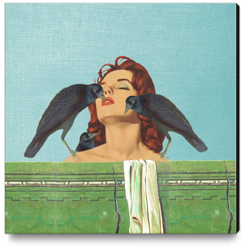 Kissing Crows Canvas Print by meta works