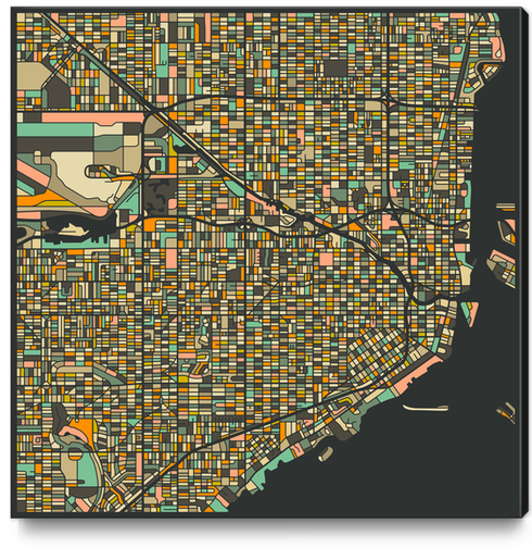 MIAMI MAP 2 Canvas Print by Jazzberry Blue