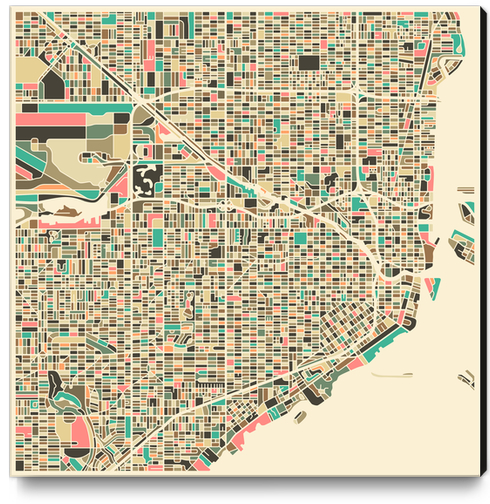 MIAMI MAP 1 Canvas Print by Jazzberry Blue