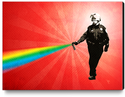 Pepper Spray Cop Rainbow - Pop Art Canvas Print by William Cuccio WCSmack