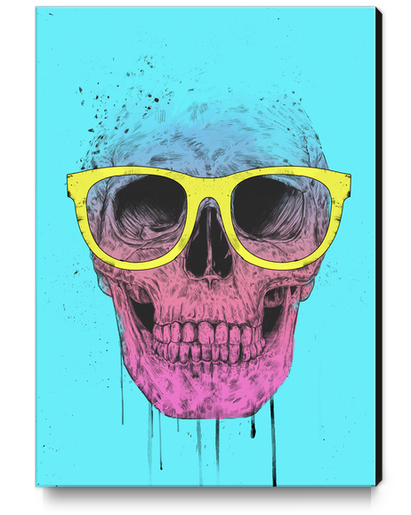 Pop art skull with glasses Canvas Print by Balazs Solti